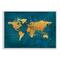 Stupell Industries World Map Gold Blue Texture Watercolor Chart Design Wood Wall Plaque